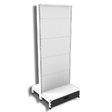 Add Bay - Double Sided Gondola Bay - W600xH1515xD270 - Non Perforated - w/. Slimline Top Cap Clipper - w/. Skirt Drawer - Pearl White